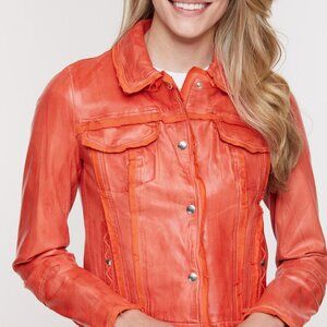 Overland Coraline Washed Lambskin Leather Jacket Large NWT